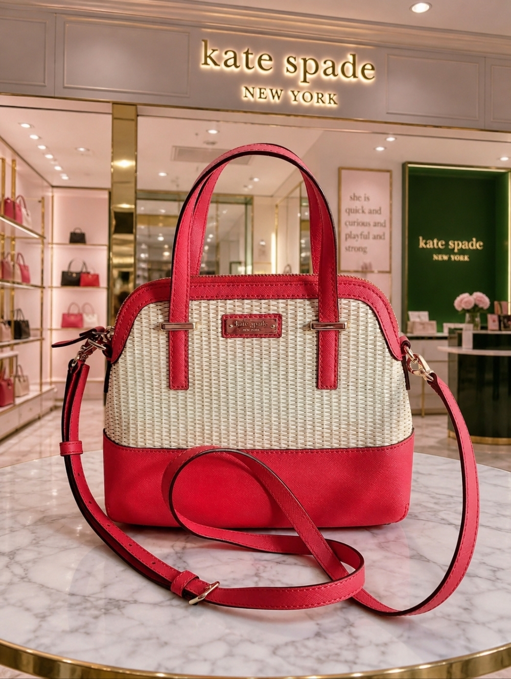 Kate Spade Cedar Street Straw Small Maise Crossbody Bag